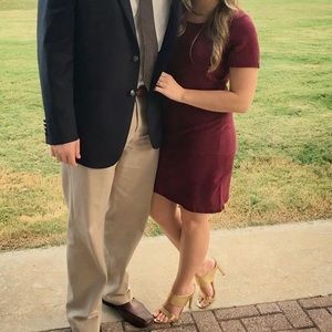 Suede wine color fall boutique mini dress, size small